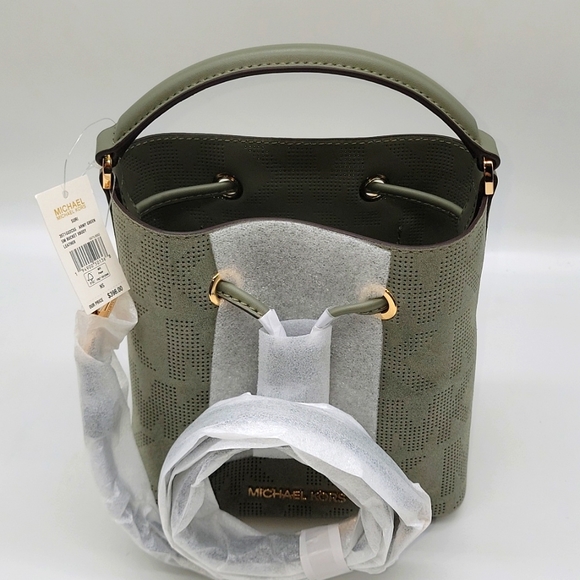 Michael Kors Suri Suede Crossbody Bag Army Green - Picture 5 of 8